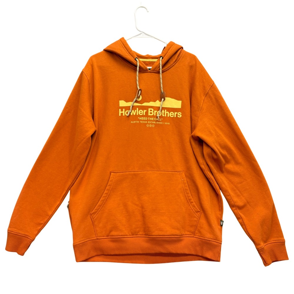 Howler Brothers Hoodie Mens XXL Orange Graphic Heed The Call Pullover Sweatshirt